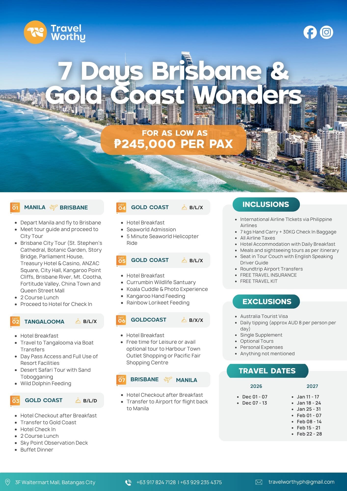 7 Days Brisbane & Gold Coast Wonders flier