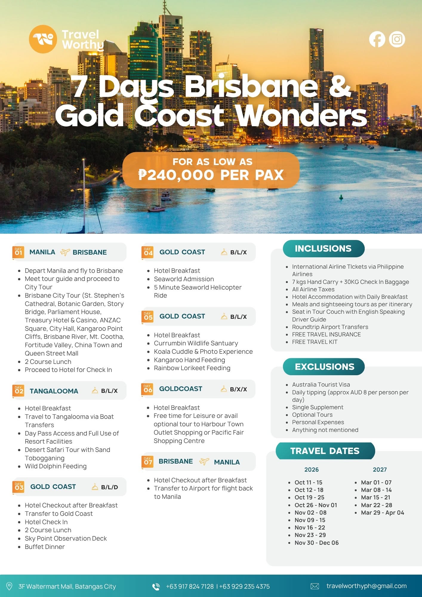 7 Days Brisbane & Gold Coast Wonders flier