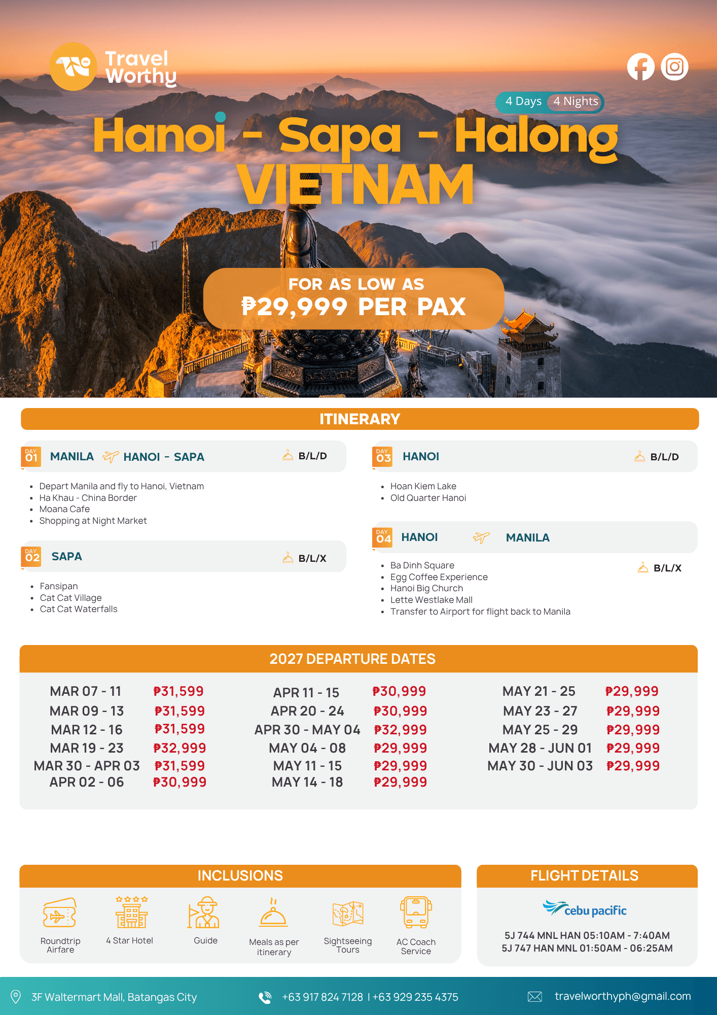 4D 4N Hanoi - Sapa - Halong Vietnam flier