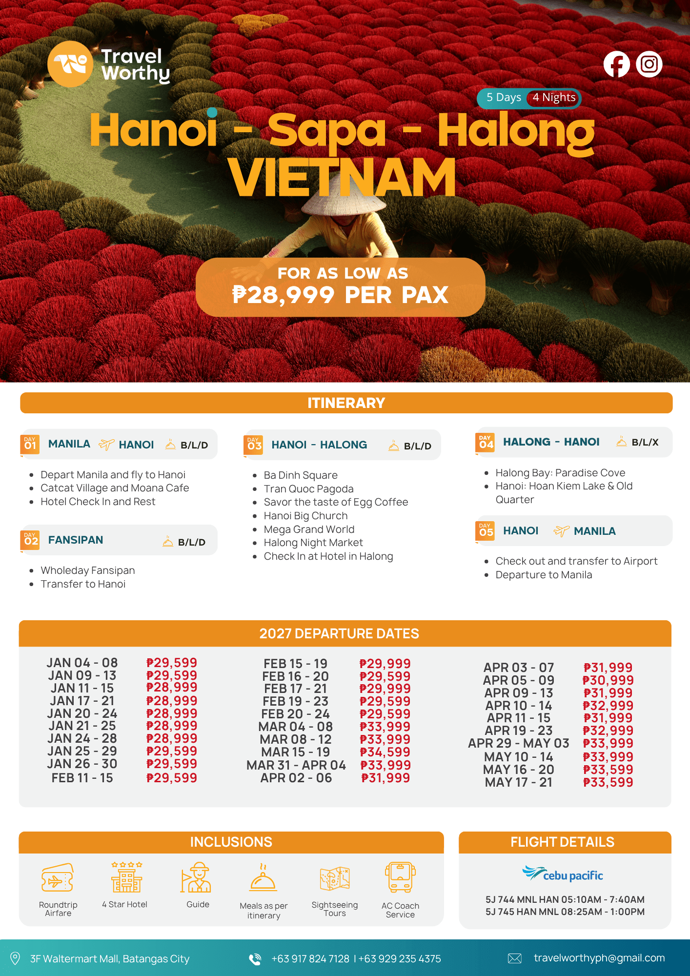 5D 4N Hanoi - Sapa - Halong Vietnam flier