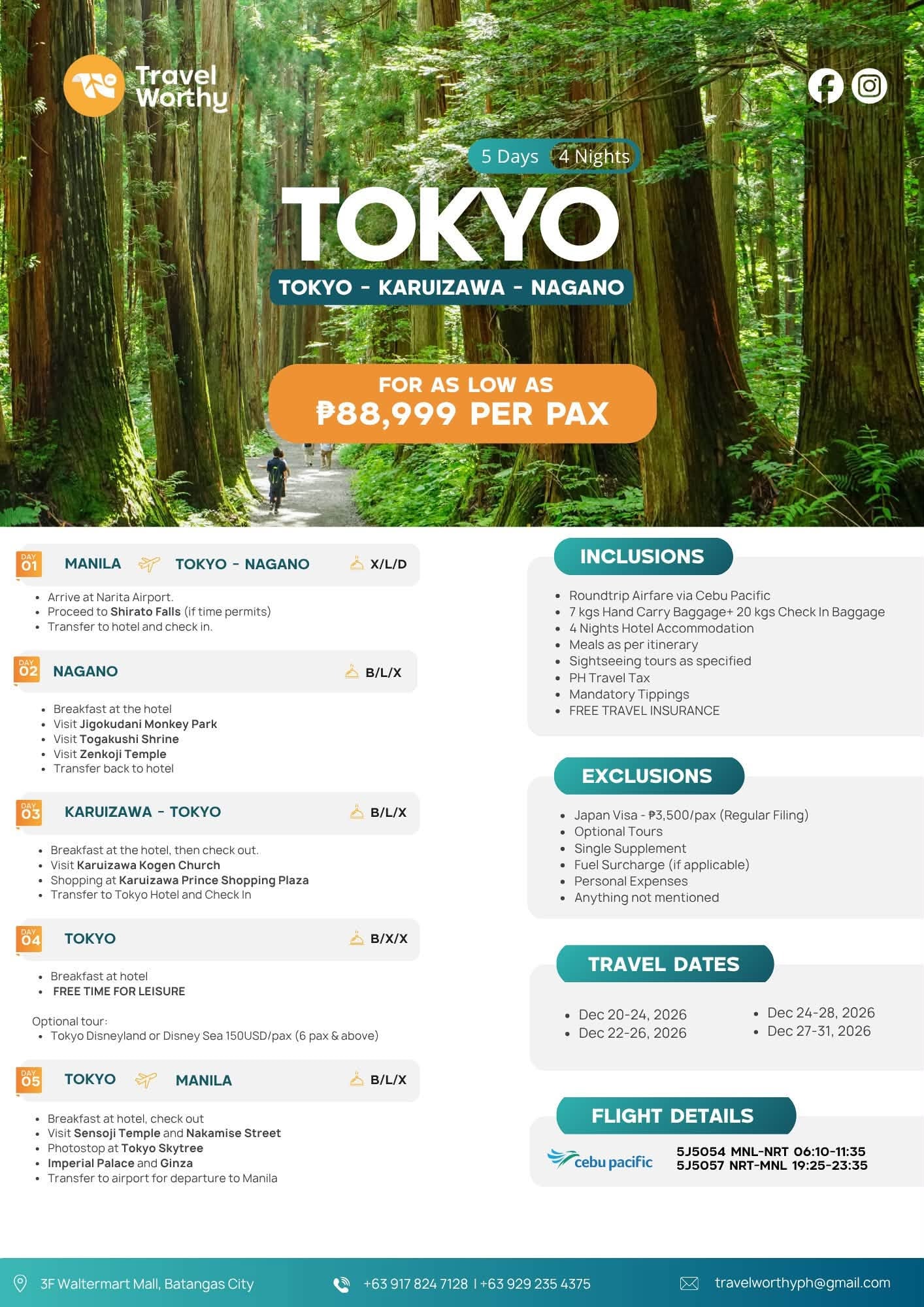 5D 4N Tokyo - Karuizawa - Nagano flier