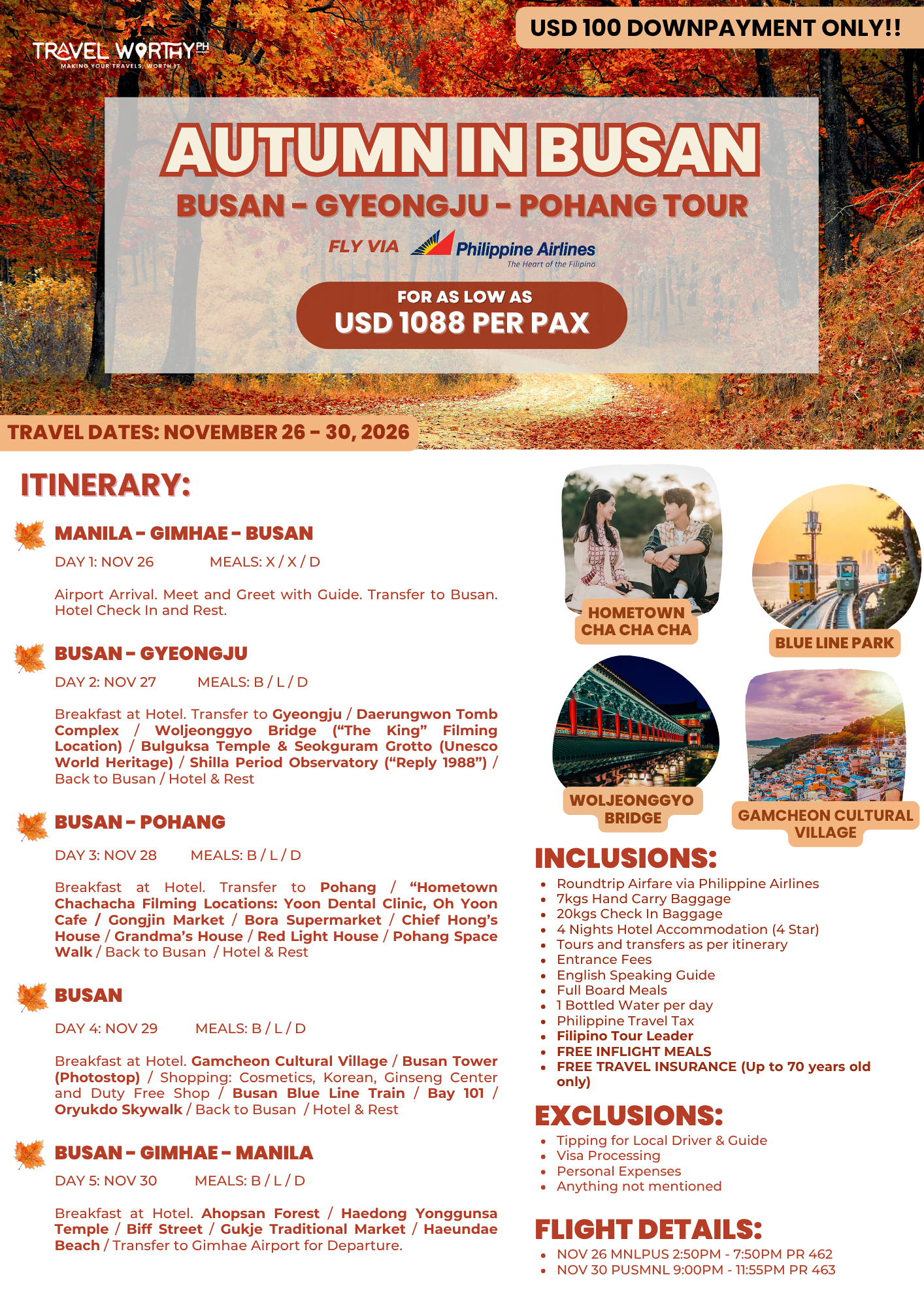 AUTUMN IN BUSAN (Busan - Gyeongju - Pohang Tour) flier
