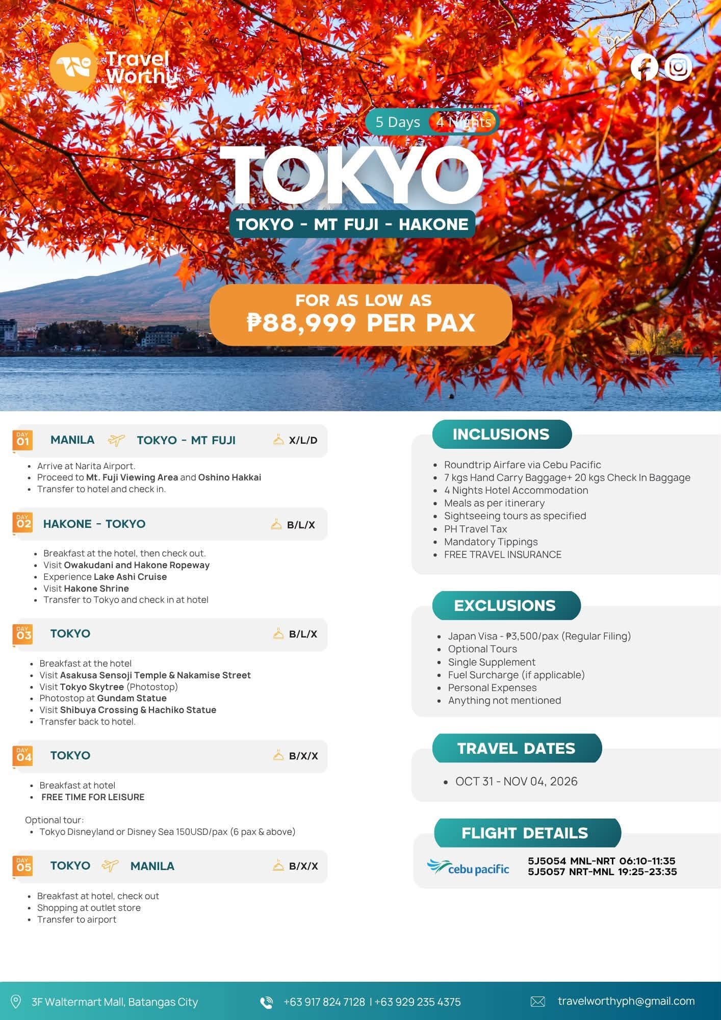 5 Days 4 Nights Tokyo - Mt Fuji - Hakone flier