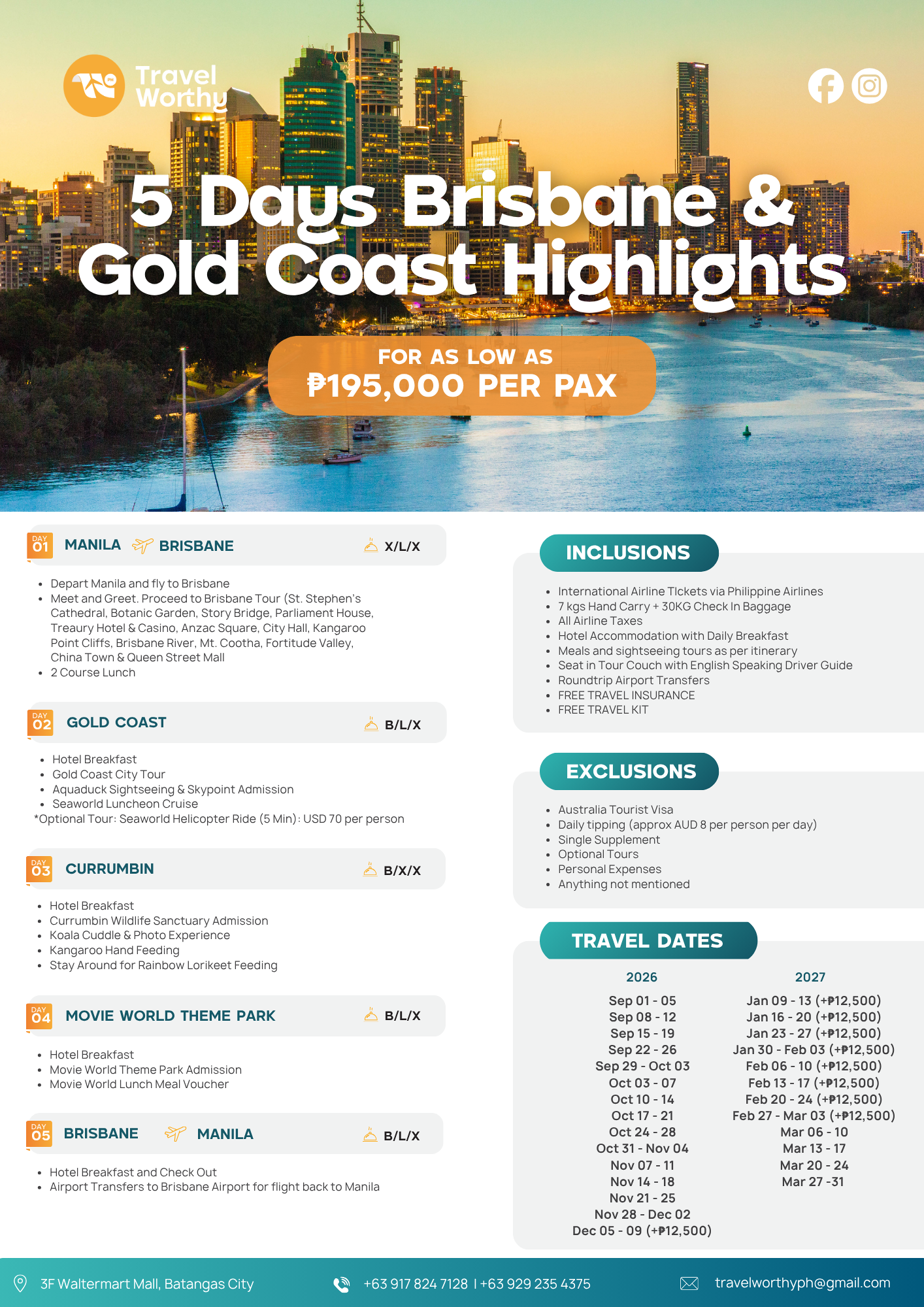 5 Days Brisbane & Gold Coast Highlights flier