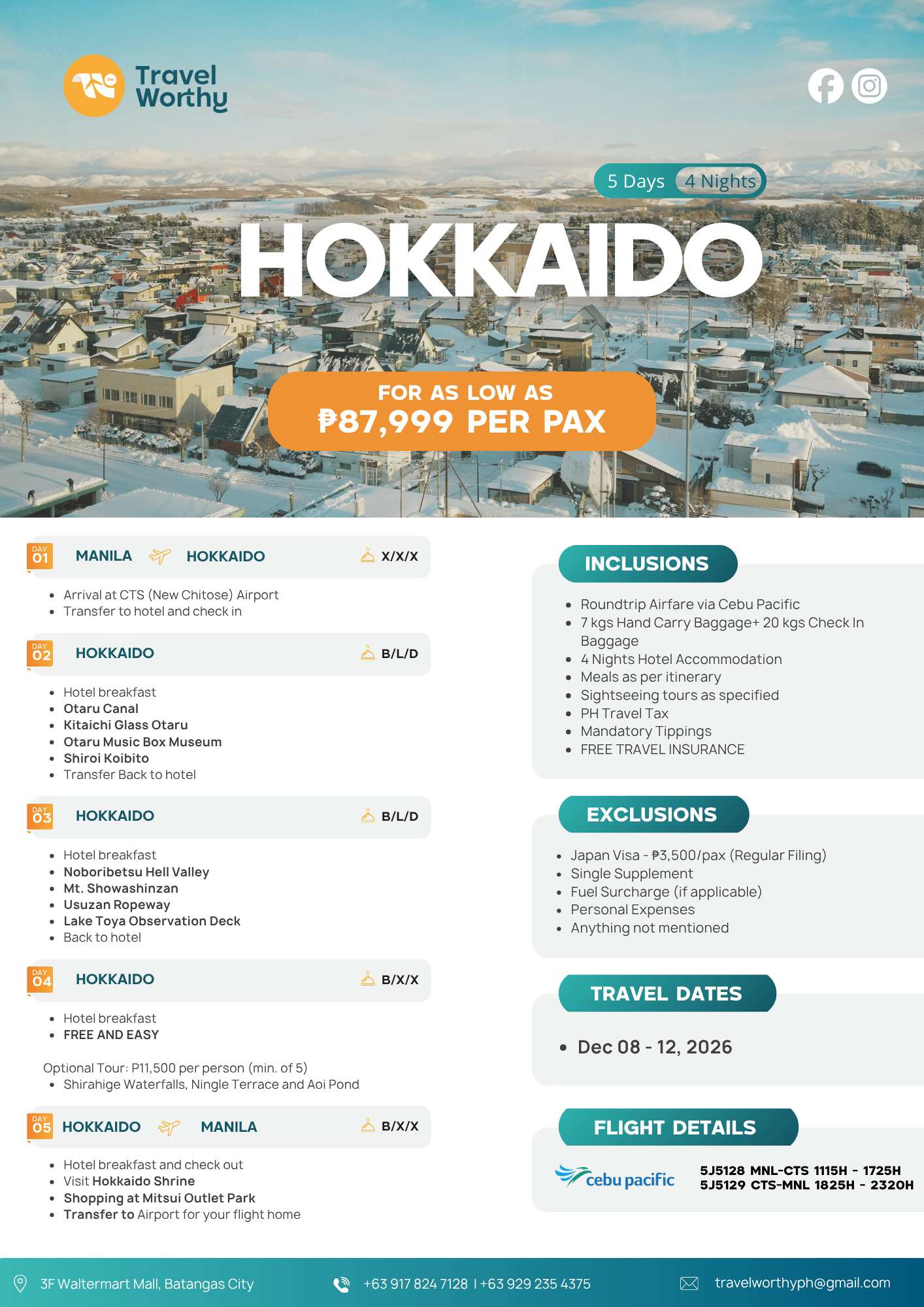 5D 4N Hokkaido flier