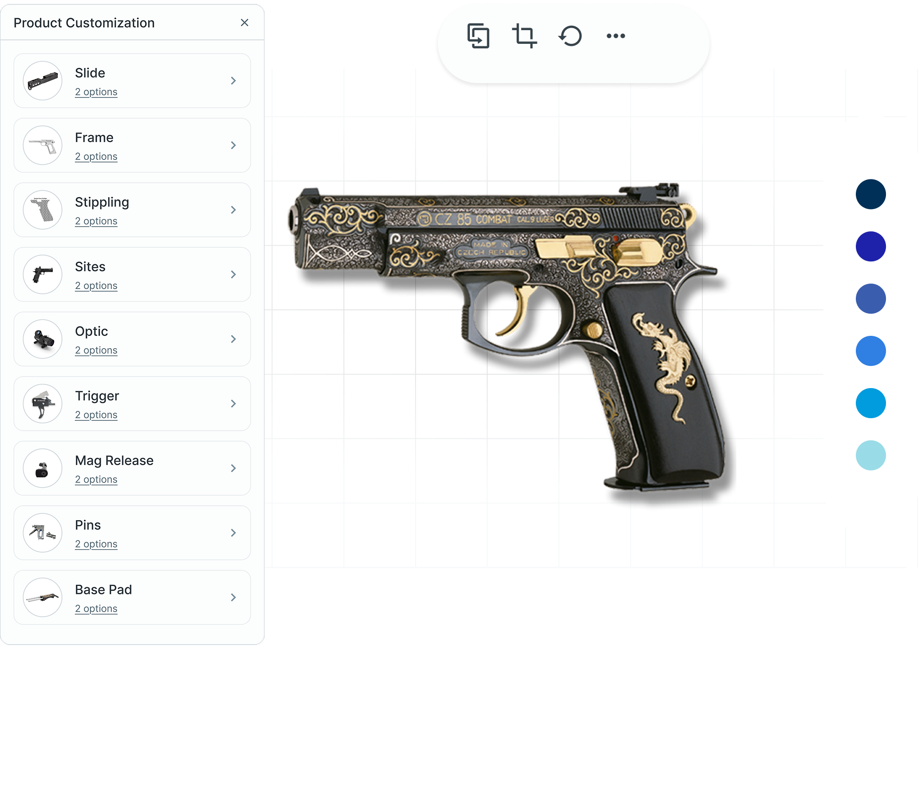  KR Customizer dashboard showing ecommerce product customizer tools