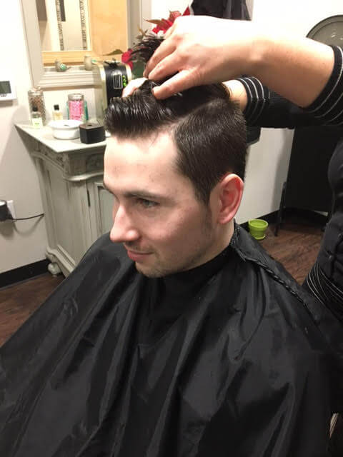 Action shot of haircut