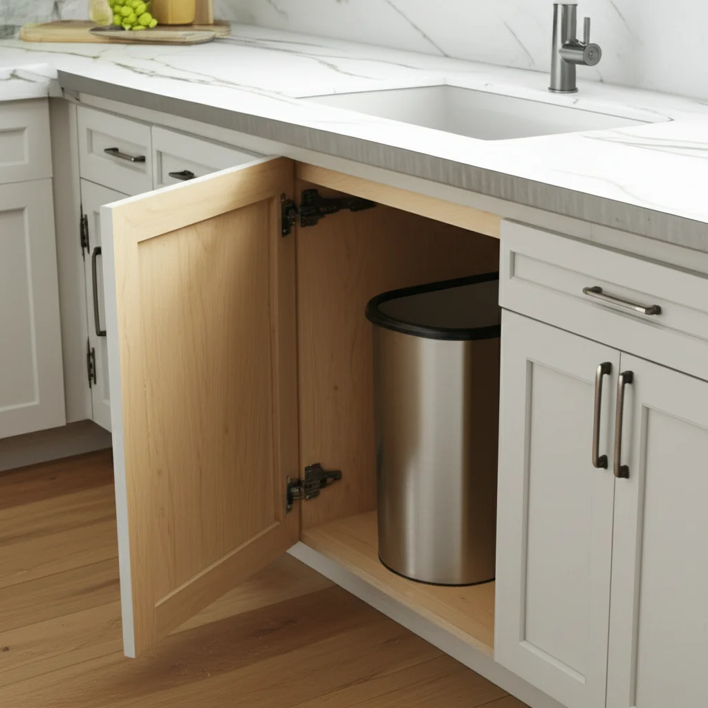 How To Install Trash Can In Cabinet