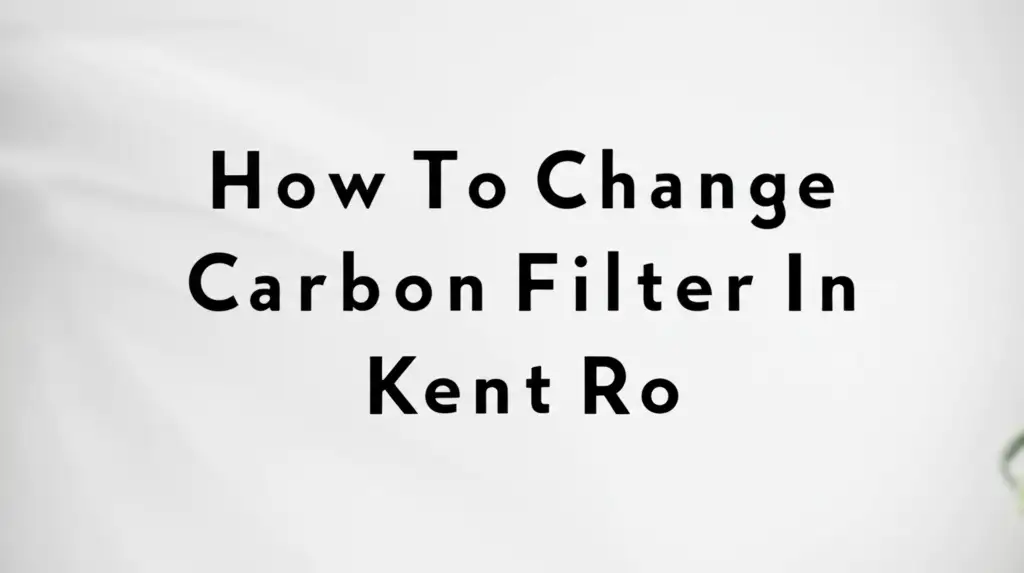 How To Change Carbon Filter In Kent Ro