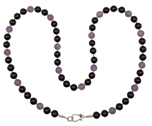Black Tourmaline and Amethyst Necklace