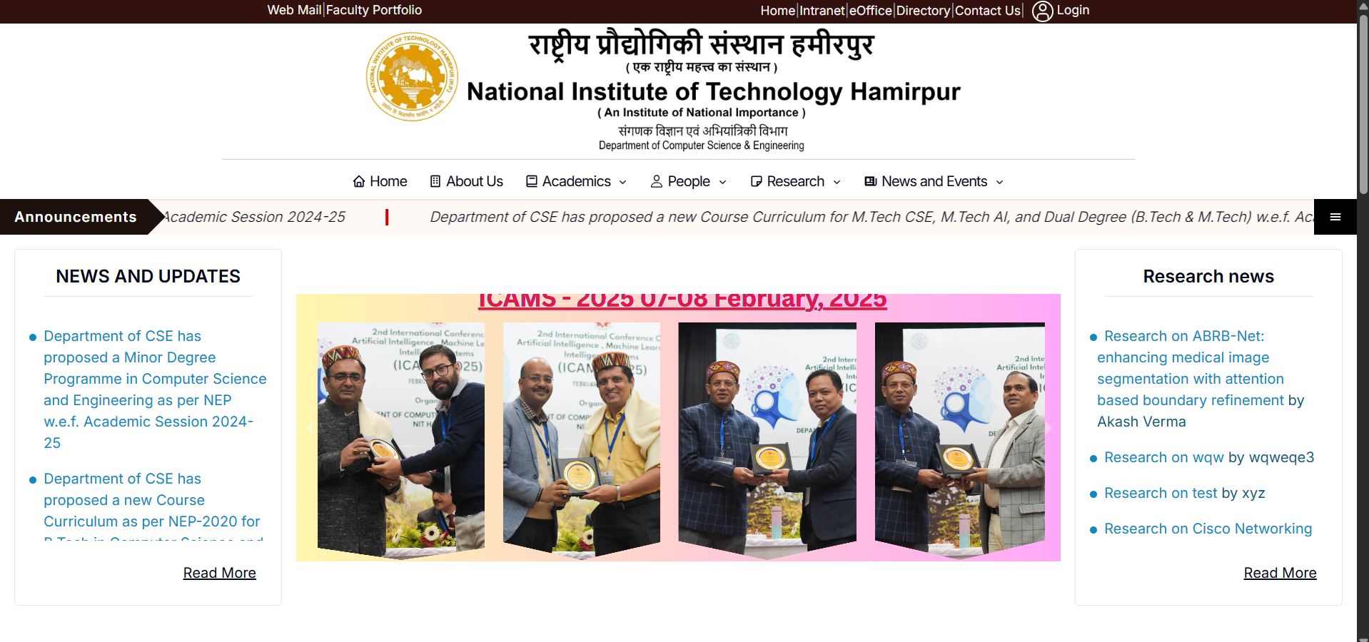 NIT-H CSE Department Website & Faculty Portal Preview 1