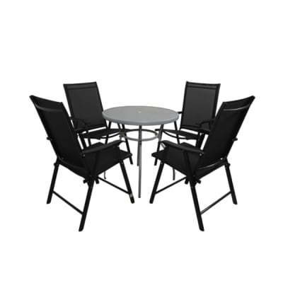 ბაღის მრგვალი მაგიდა (75X75X70) 4 სკამით HY-010