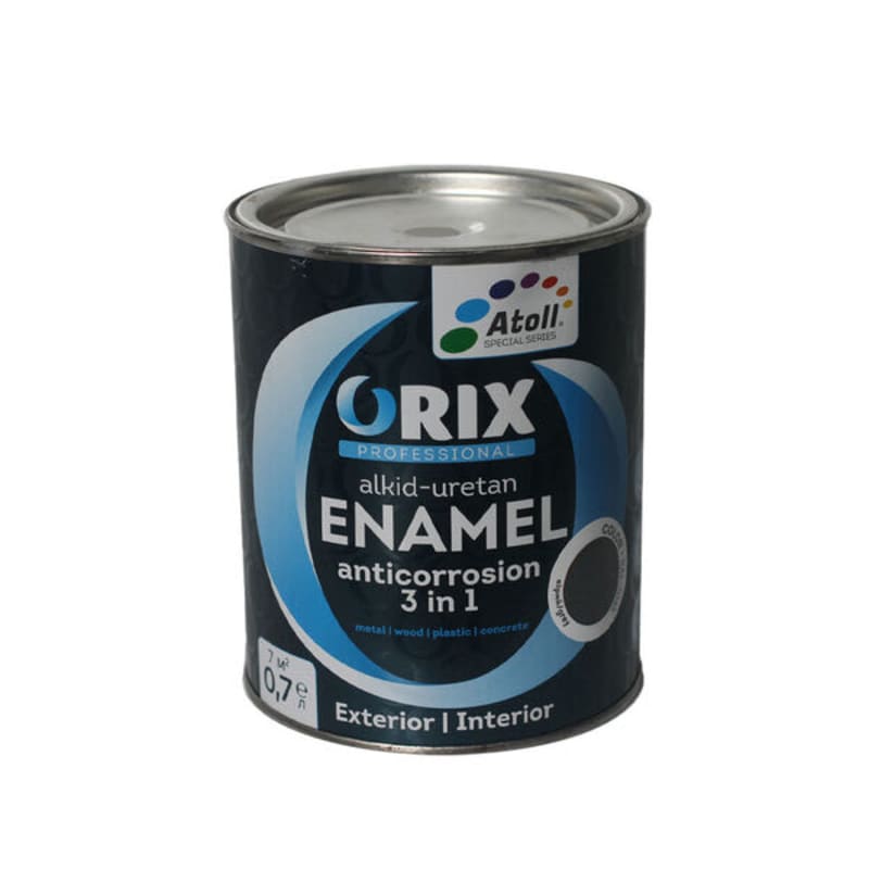 0.8კგ ანტიკოროზიული ემალის საღებავი ნაცრისფერი ORIX RAL 7045