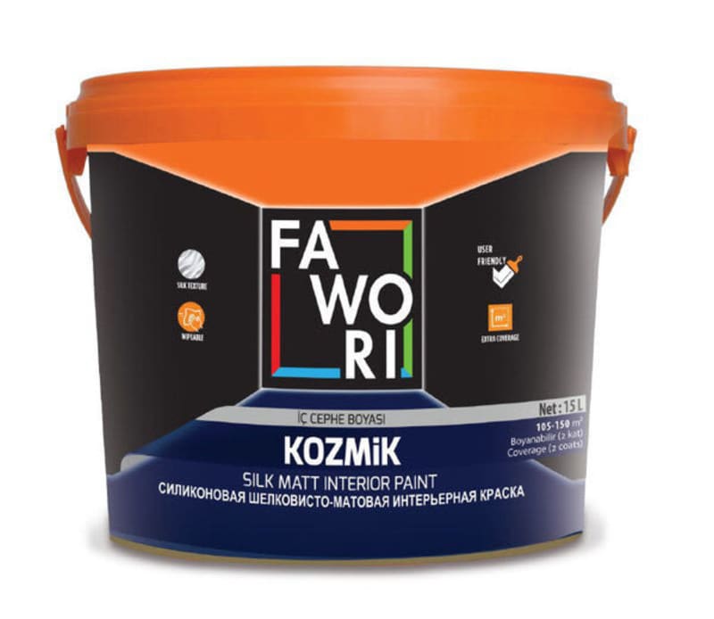 2.5 ლ ინტერიერის სილიკონიანი თეთრი საღებავი FAWORI KOZMIK