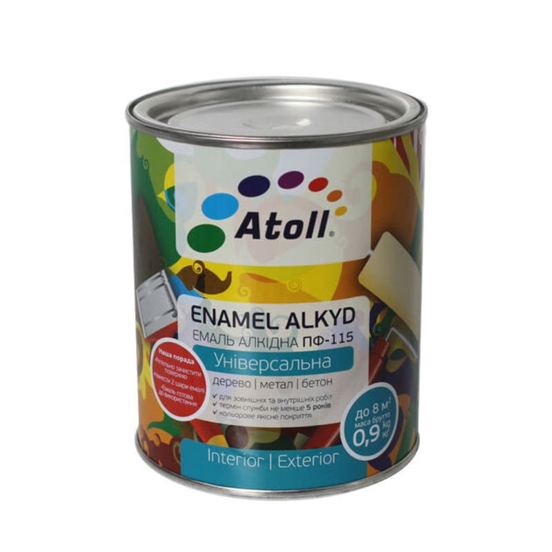 0.8კგ ემალის საღებავი თეთრი მქრქალი ATOLL ПФ-115