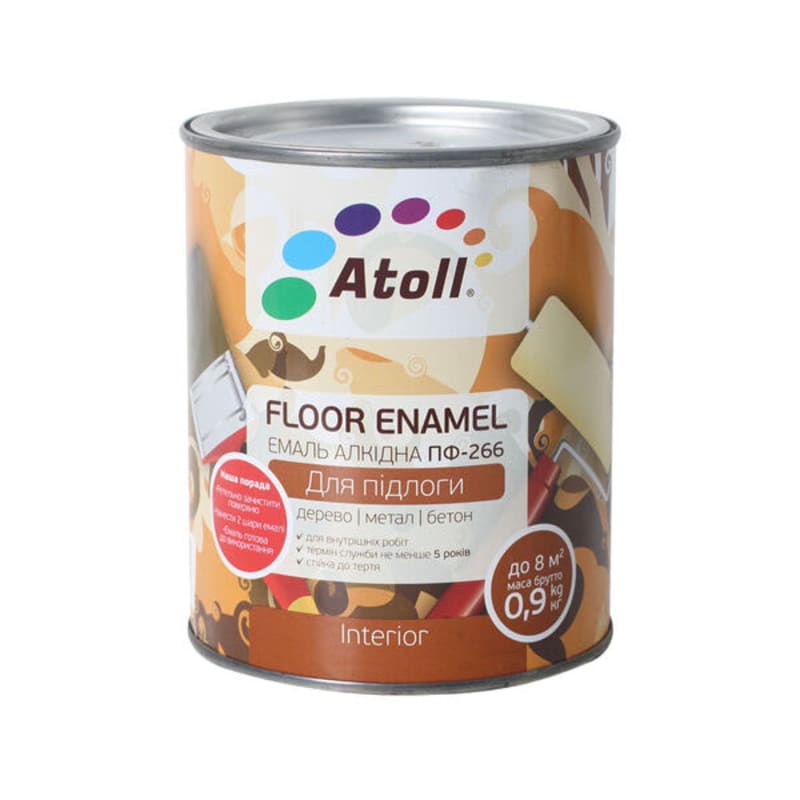 0.8კგ ემალის საღებავი მოყვითალო ყავისფერი ATOLL ПФ-266