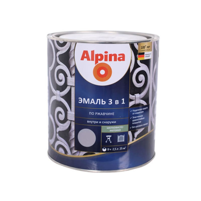 2.5 ლ ემალის გრუნტ-საღებავი 3in1 ALPINA RAL 7040