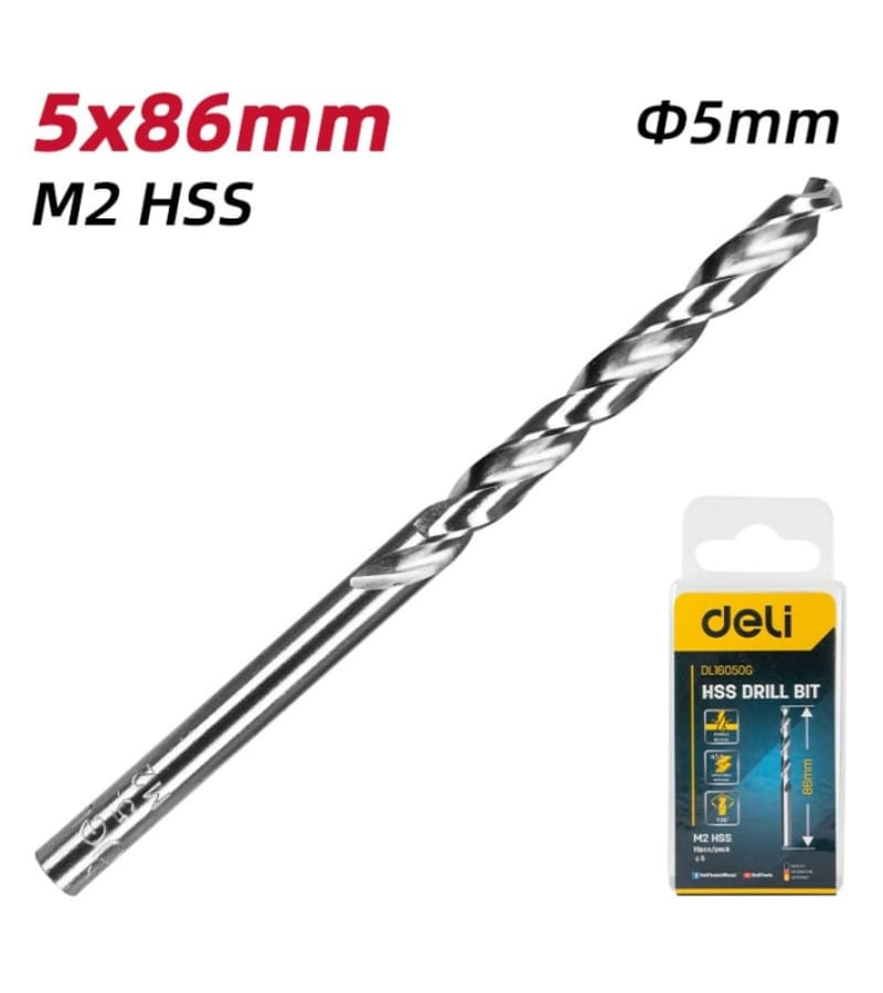 სახვრეტი ბურღი M2 HSS 5 მმ #DL16050G deli ......
