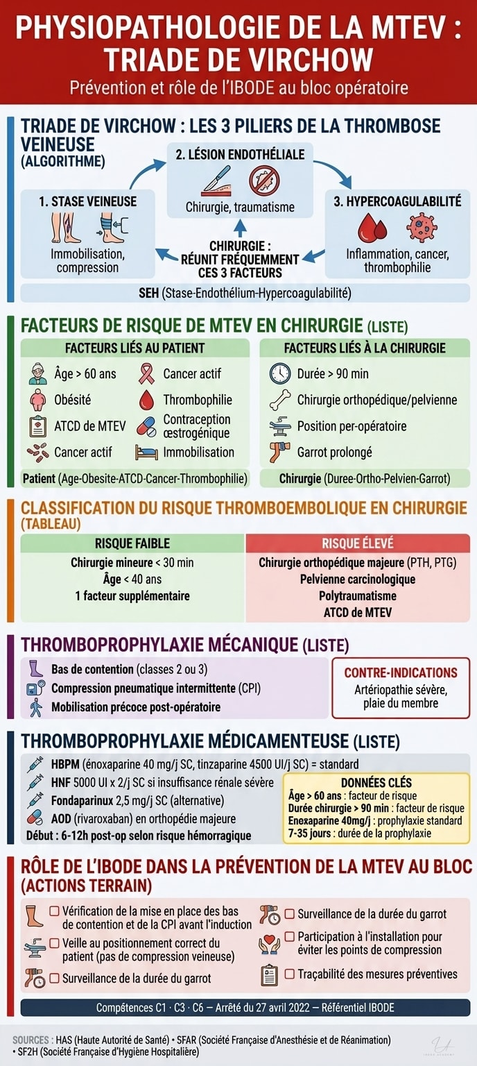 Infographie — Physiopathologie de la MTEV - Triade de Virchow