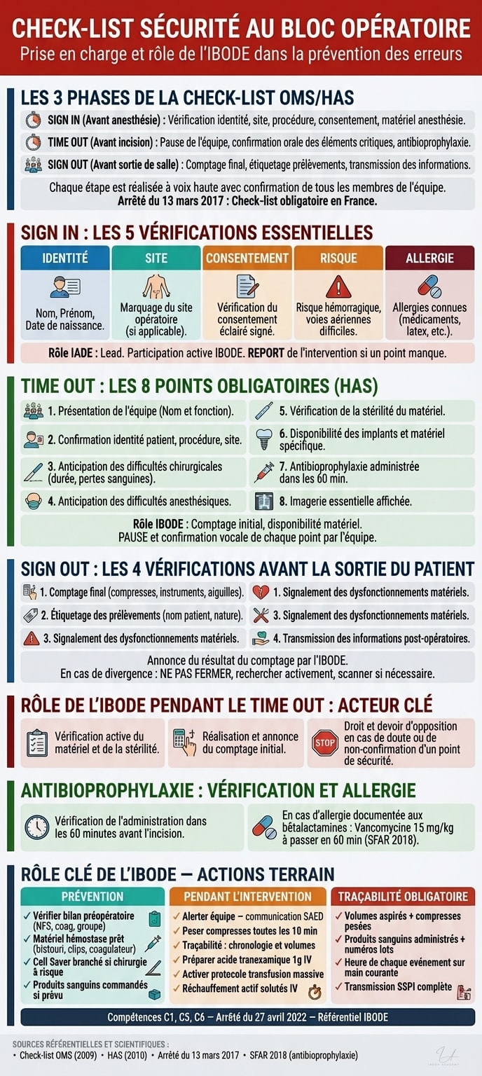 Infographie — Check-list Sécurité au Bloc Opératoire