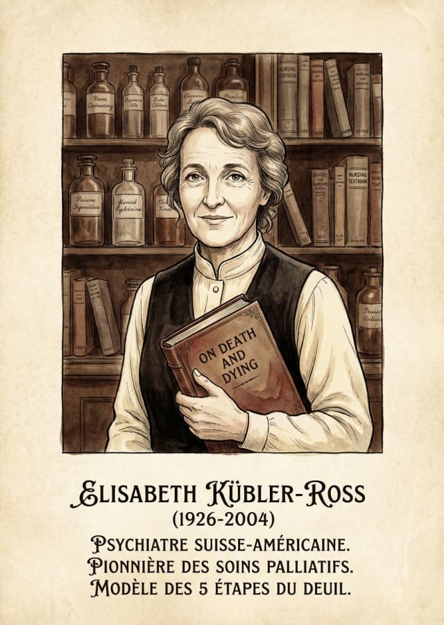 Portrait illustre de Elisabeth Kubler-Ross
