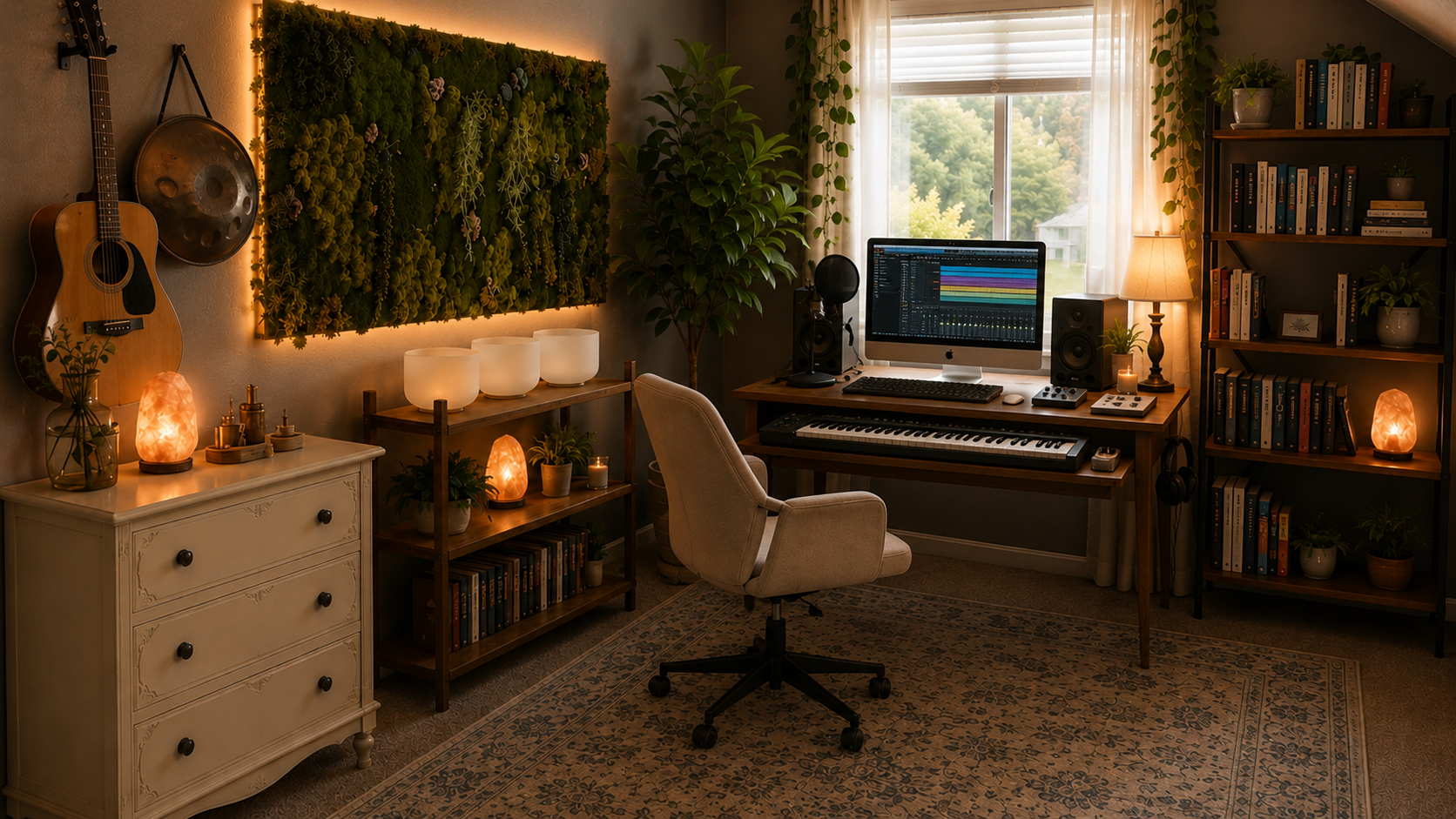 A quiet home office and studio space for online work