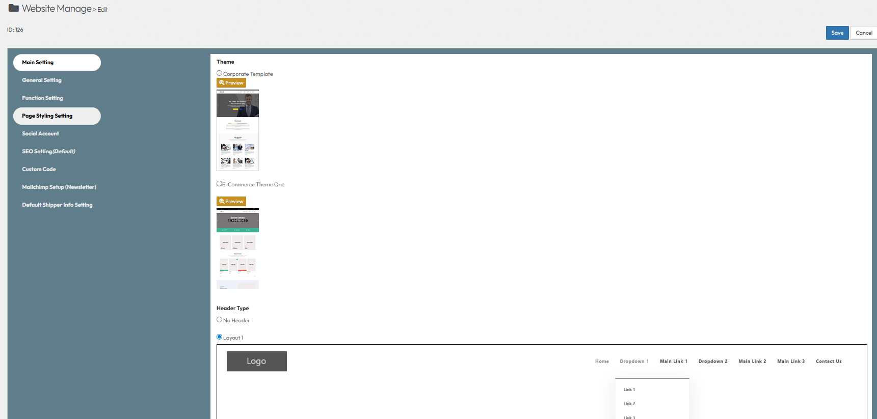 Main Settings