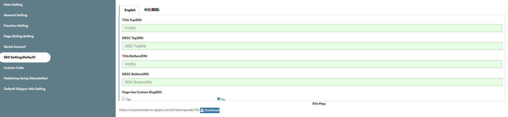 SEO Settings (Default)