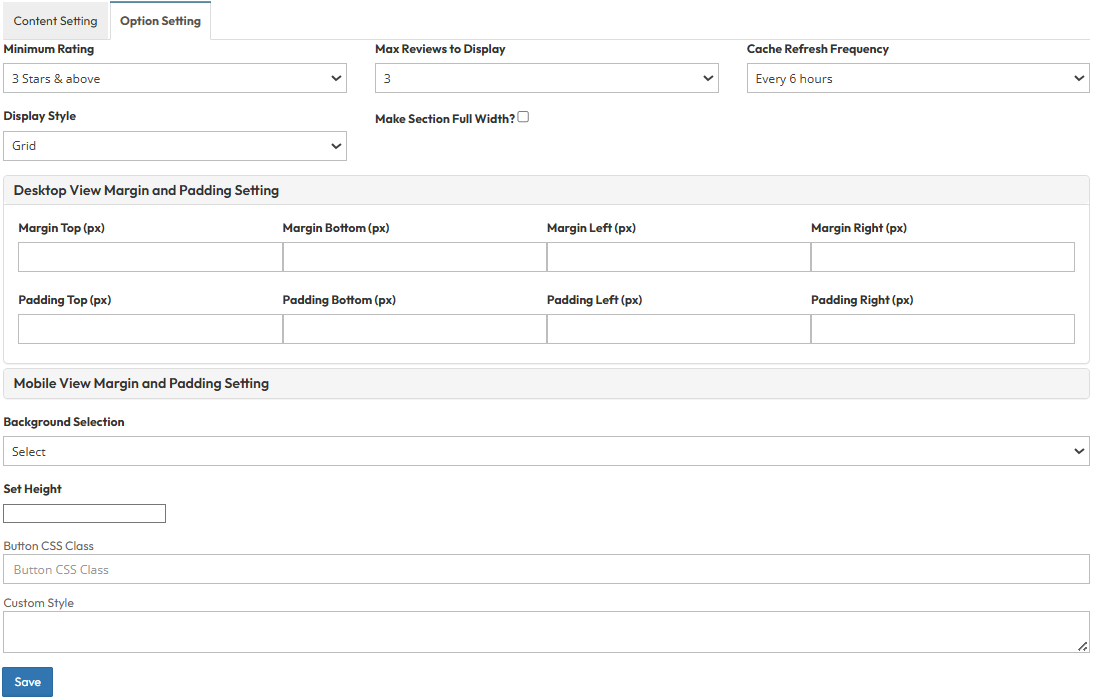 Option Settings