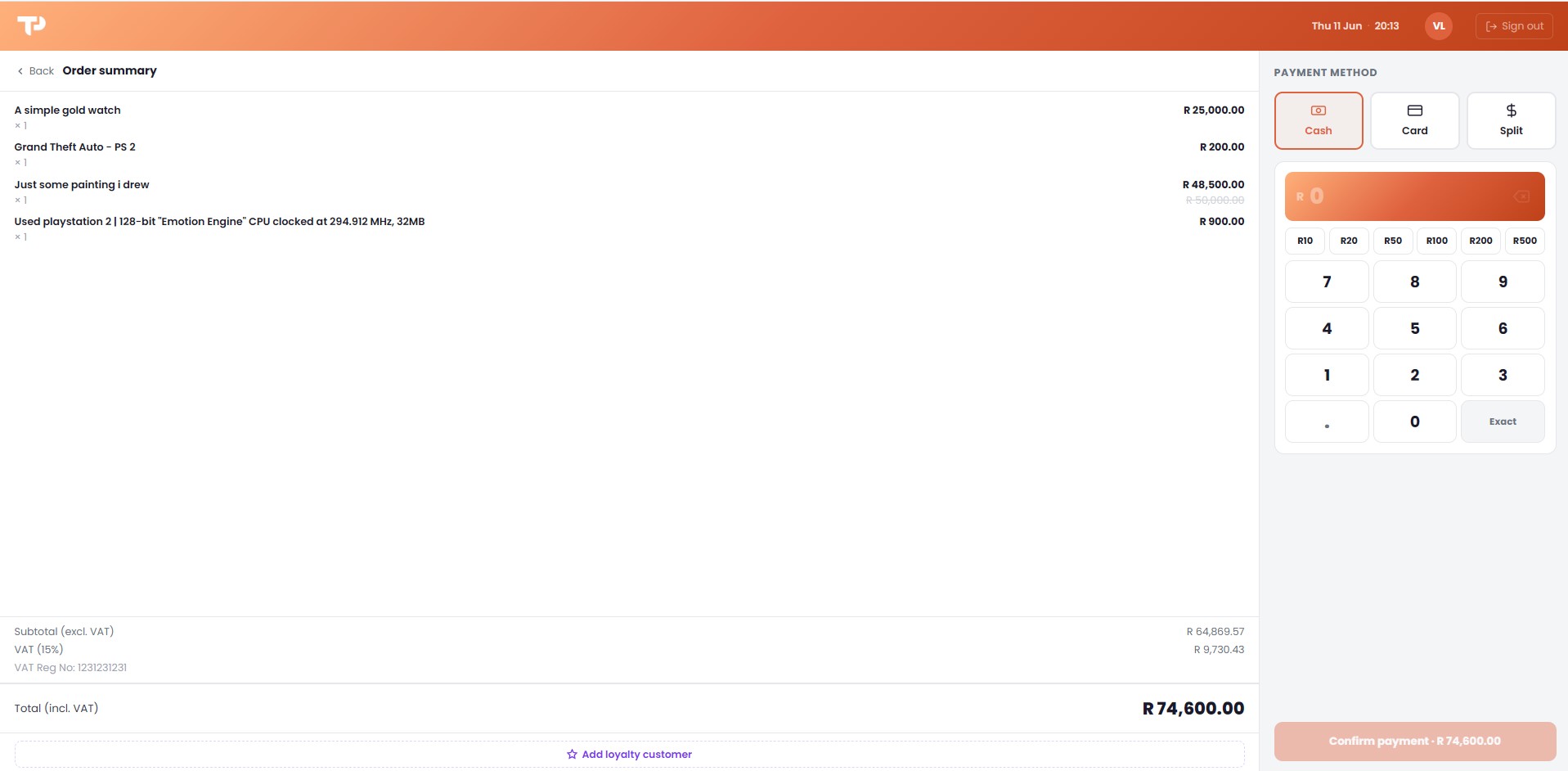 TillaPOS dashboard screen 5