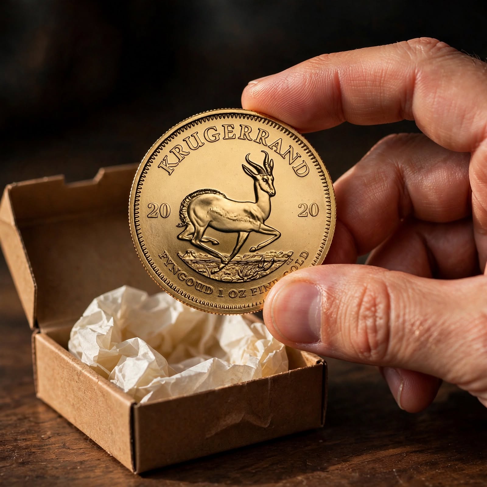 A Krugerrand taken out of its delivery box