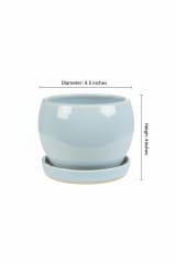 Serene Sky Blue Glazed Ceramic Planter with Matching Saucer Tray — view 3