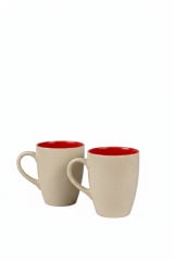 Handcrafted Speckled Ceramic Coffee Mug Set with Crimson Interior - Set of 2 — view 2