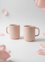 Blush Pink Minimalist Ceramic Coffee Mug Set - Set of 2 — view 1