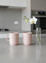 Blush Pink Minimalist Ceramic Coffee Mug Set - Set of 2 — view 3