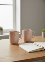 Blush Pink Minimalist Ceramic Coffee Mug Set - Set of 2 — view 5