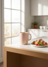 Blush Pink Minimalist Ceramic Coffee Tea Mug - 350ml — view 4