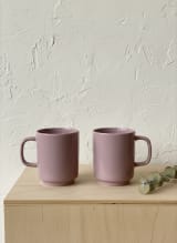 Purple Ceramic Coffee Tea Mug Set of 2 - Minimalist Glossy Finish — view 1