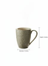 Hand-Embossed Cream Floral Ceramic Tea and Coffee Mugs - Set of 2 — view 4