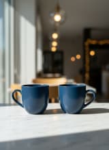 Midnight Blue Glossy Ceramic Tea Cups - Set of 2 — view 1