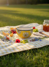 Hand-Painted Yellow Daisy Ceramic Serving Bowl - Vibrant Floral Design 400 ML — view 4