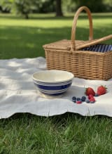 Hand-Painted Nautical Blue Striped Ceramic Serving Bowl 300 ML — view 6