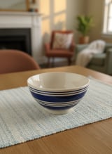 Hand-Painted Nautical Blue Striped Ceramic Serving Bowl 300 ML — view 2