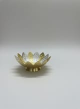 Elegant Lotus Shaped Brass Urli Bowl - Dual-Tone Gold and Silver Finish Decorative Bowl — view 2