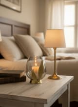Elegant Glass Hurricane Candle Holder with Brass Leaf Base — view 3