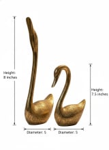 Handcrafted Brass Swan Love Birds Figurine Pair - Intricate Engraved Home Decor Showpiece — view 3