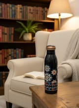 Handcrafted Mandala Print Black Copper Bottle - 1 Litre Ayurvedic Health Water Bottle — view 2