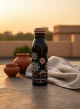 Handcrafted Mandala Print Black Copper Bottle - 1 Litre Ayurvedic Health Water Bottle — view 5