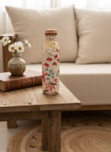 Hand-Painted Floral Pure Copper Water Bottle  — view 2
