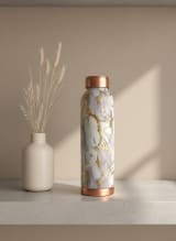 Elegant Marble Print Pure Copper Water Bottle with Gold Veins 950 ml — view 4